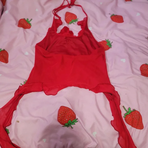 Red Ruffled Halter Top - Picture 4 of 4